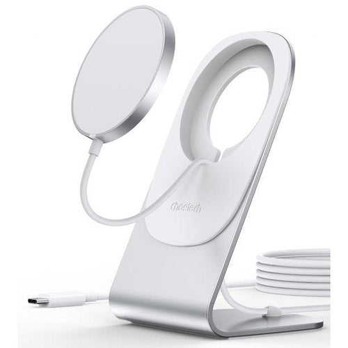 CHOETECH MagLeap Magnetic Wireless Charger & Stand in black with magnetic charging pad and stable stand for smartphones.
