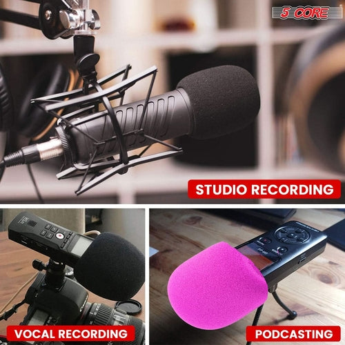5Core Microphone Cover Soft Foam Windscreen in black for noise reduction and wind protection during recordings