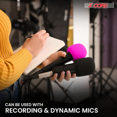 5Core Microphone Cover Soft Foam Windscreen in black for noise reduction and wind protection during recordings