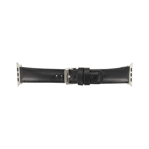 Jackson Leather Bands for Apple Watch 9, Ultra 2 & SE in brown genuine leather with stainless steel buckle for a classic look.