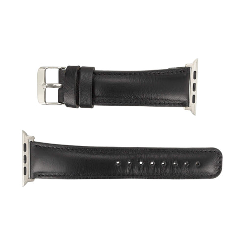 Jackson Leather Bands for Apple Watch 9, Ultra 2 & SE in brown genuine leather with stainless steel connectors.