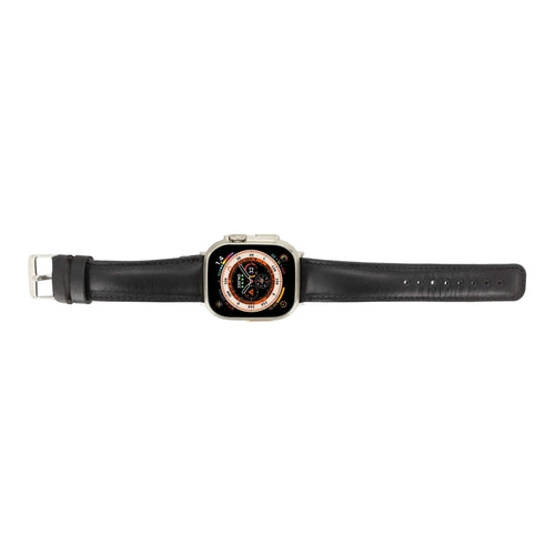 Jackson Leather Bands for Apple Watch 9, Ultra 2 & SE in brown genuine leather with stainless steel clasps.
