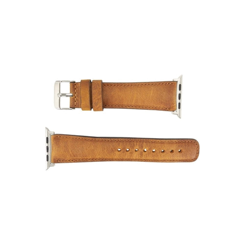 Jackson Leather Bands for Apple Watch 9, Ultra 2 & SE in brown genuine leather with stainless steel buckle for a stylish, comfortable fit.