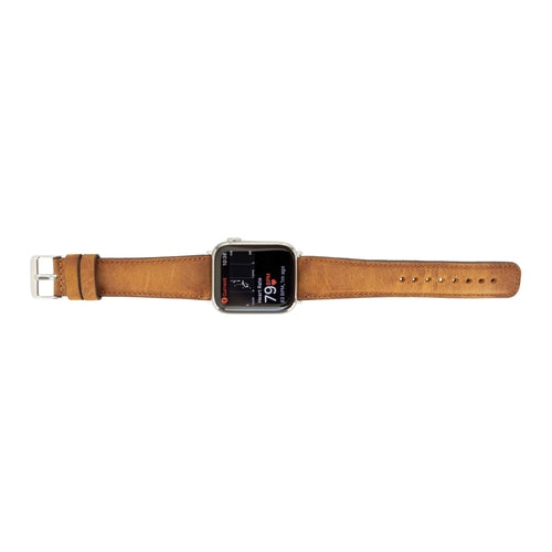 Jackson Leather Bands for Apple Watch 9, Ultra 2 & SE in rich brown genuine leather with stainless steel clasp for a stylish look