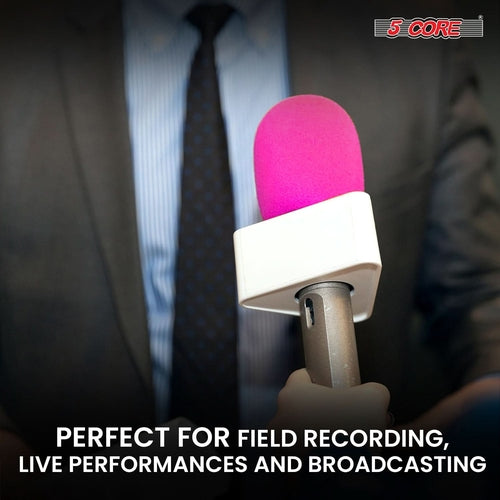 5Core Microphone Cover Soft Foam Mic Windscreen in black, designed for noise reduction and wind protection during recordings