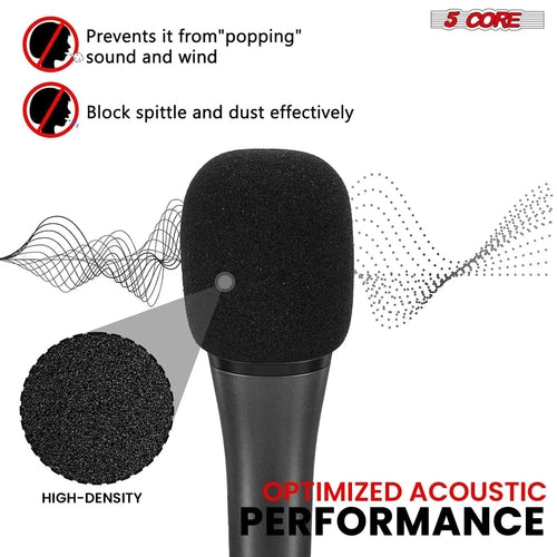 5Core Microphone Cover Soft Foam Windscreen in black, designed for noise reduction and wind protection during recording.