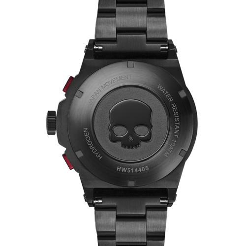 Otto Chrono All Black Bracelet with black strap and chronograph dial, suitable for stylish casual or formal wear.