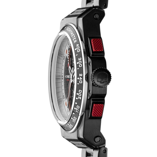 Otto Chrono All Black Bracelet with black stainless steel links, modern design, suitable for everyday wear.