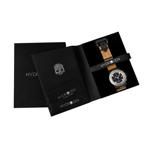 Otto Chrono Silver Black Nato watch with stainless steel case and black nylon strap, featuring chronograph functions and minimalist design.