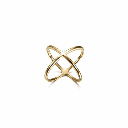 Gold Skinny Crisscross Band Ring in polished gold-tone metal with a sleek, minimalist design for everyday wear.
