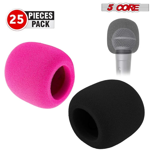 5Core Microphone Cover Soft Foam Mic Windscreen in black, designed for noise reduction and wind protection during recordings.