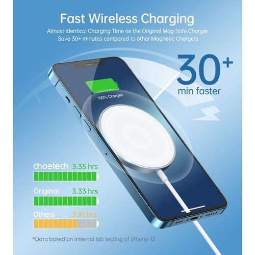 CHOETECH MagLeap Magnetic Wireless Charger & Stand in black, featuring sleek design, charging surface, and adjustable stand for smartphones.
