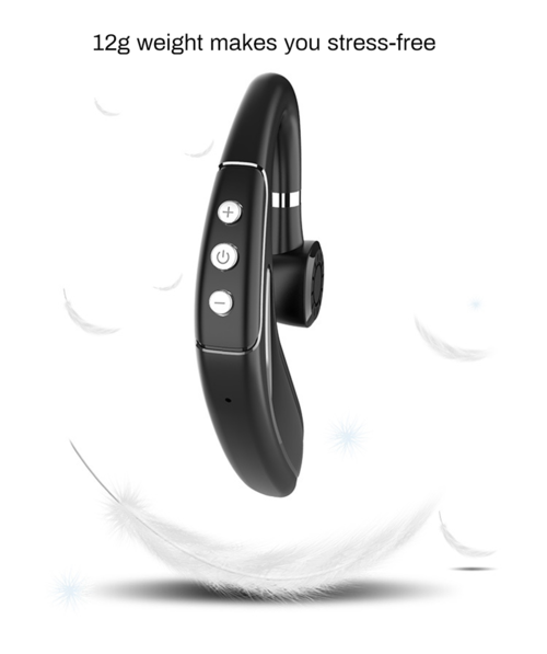 Long Standby Handsfree Wireless Bluetooth 5.0 Headset in black with ergonomic design for comfortable calls and music.
