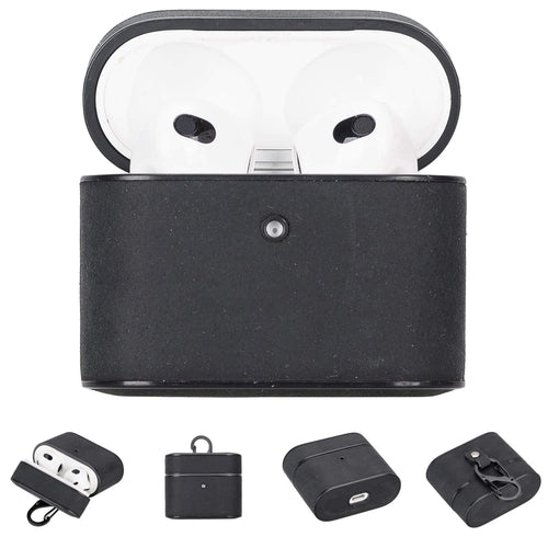 Laramie Leather Case for Apple AirPods 3 in brown genuine leather with precise cutouts for charging port and LED indicator.