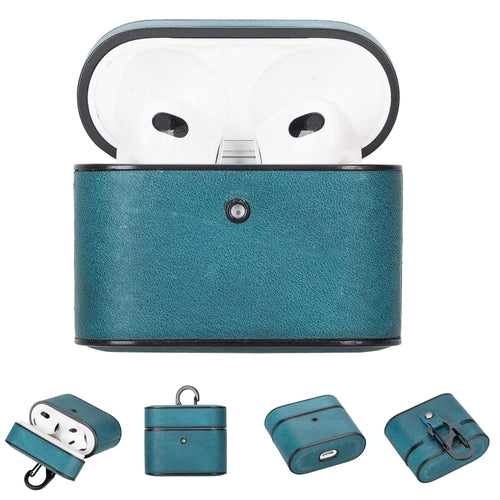Laramie Leather Case for Apple AirPods 3 in brown genuine leather, offering stylish protection and easy access.
