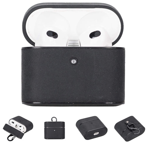 Laramie Leather Case for Apple AirPods 3 in brown genuine leather with precise charging cutouts and easy access.