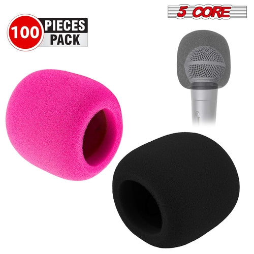 5Core Microphone Cover Soft Foam Windscreen in black, designed for wind noise reduction and clear audio recording.