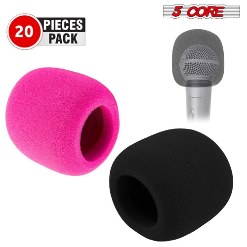 5Core Microphone Cover Soft Foam Windscreen in black, designed to reduce noise and wind interference during recordings.